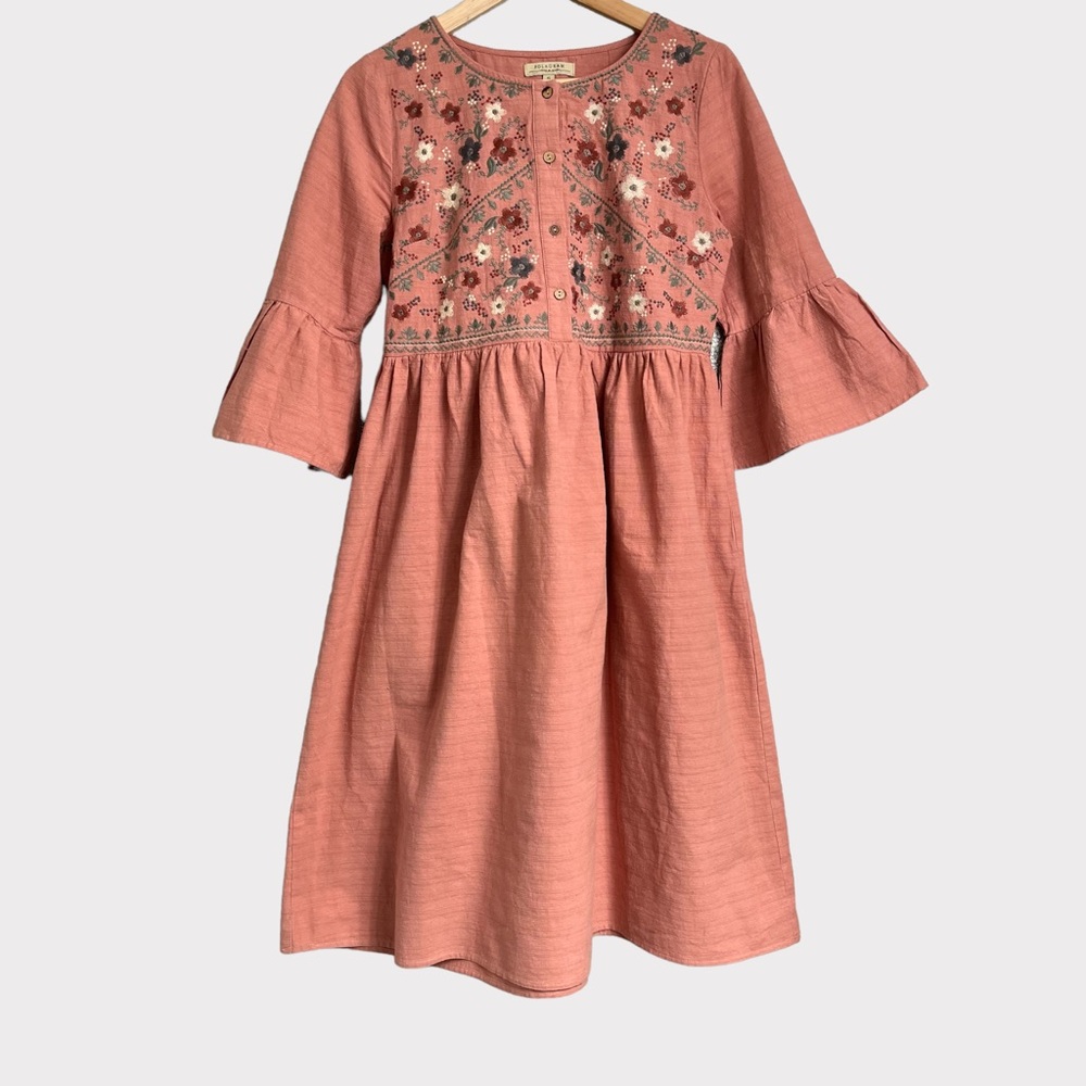 POLOGRAM Embroidered Floral  Babydoll Dress
